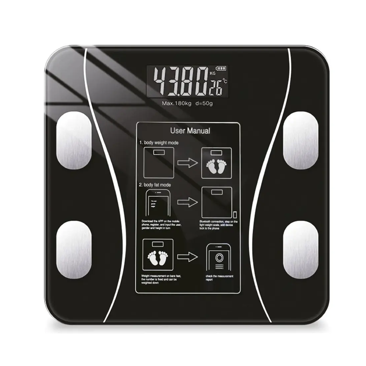 Pesa Balanza De Baño Digital Bluetooth Inteligente TL326 Negro