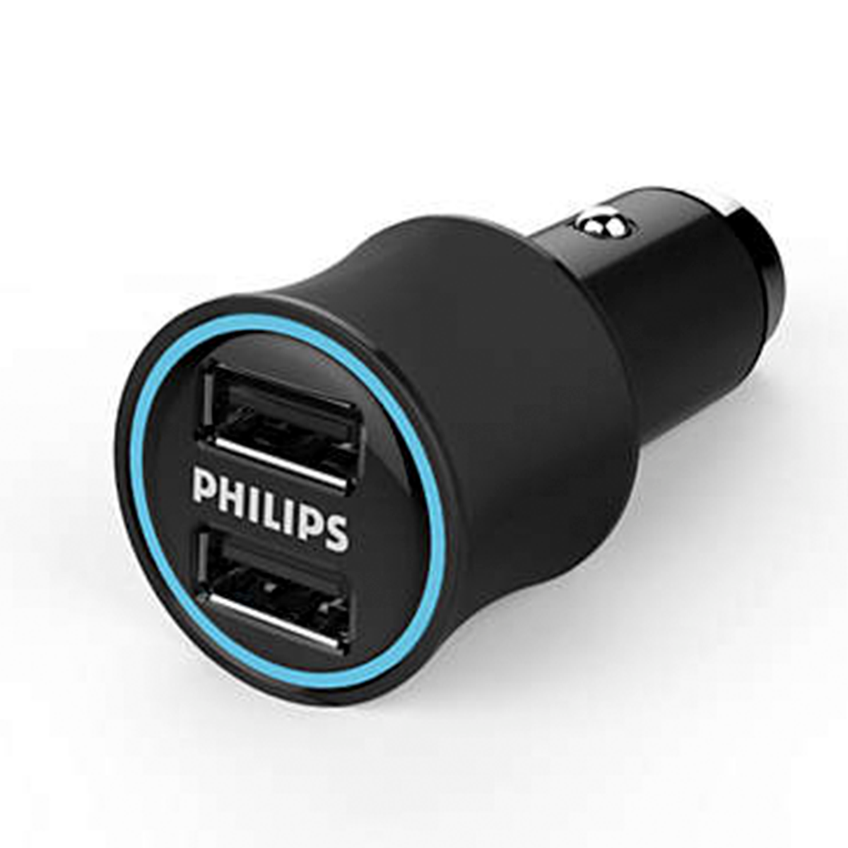 Cargador Doble Usb Automovil Philips Carga Rapida Negro