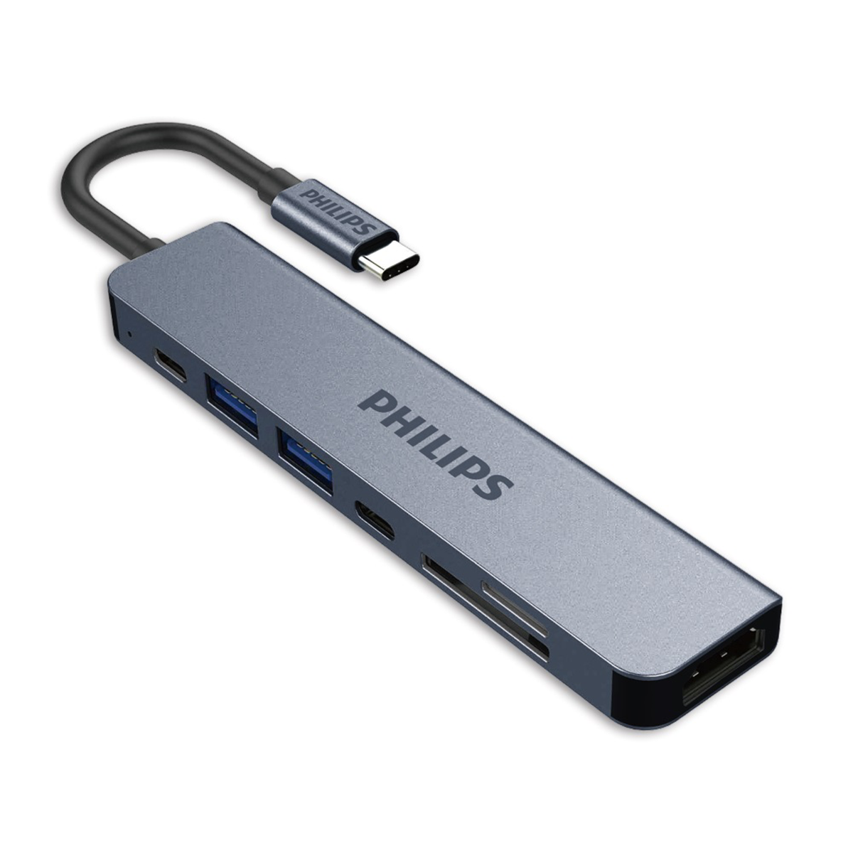 Adaptador Hub Usb Tipo C 7 en 1 Hdmi Usb 3.0 Micro SD Philips