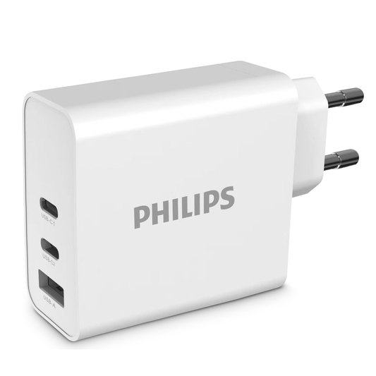 Cargador Philips Ultra Rápido Gan 65 W 2 Usb-c 1 Usb-a Blanco