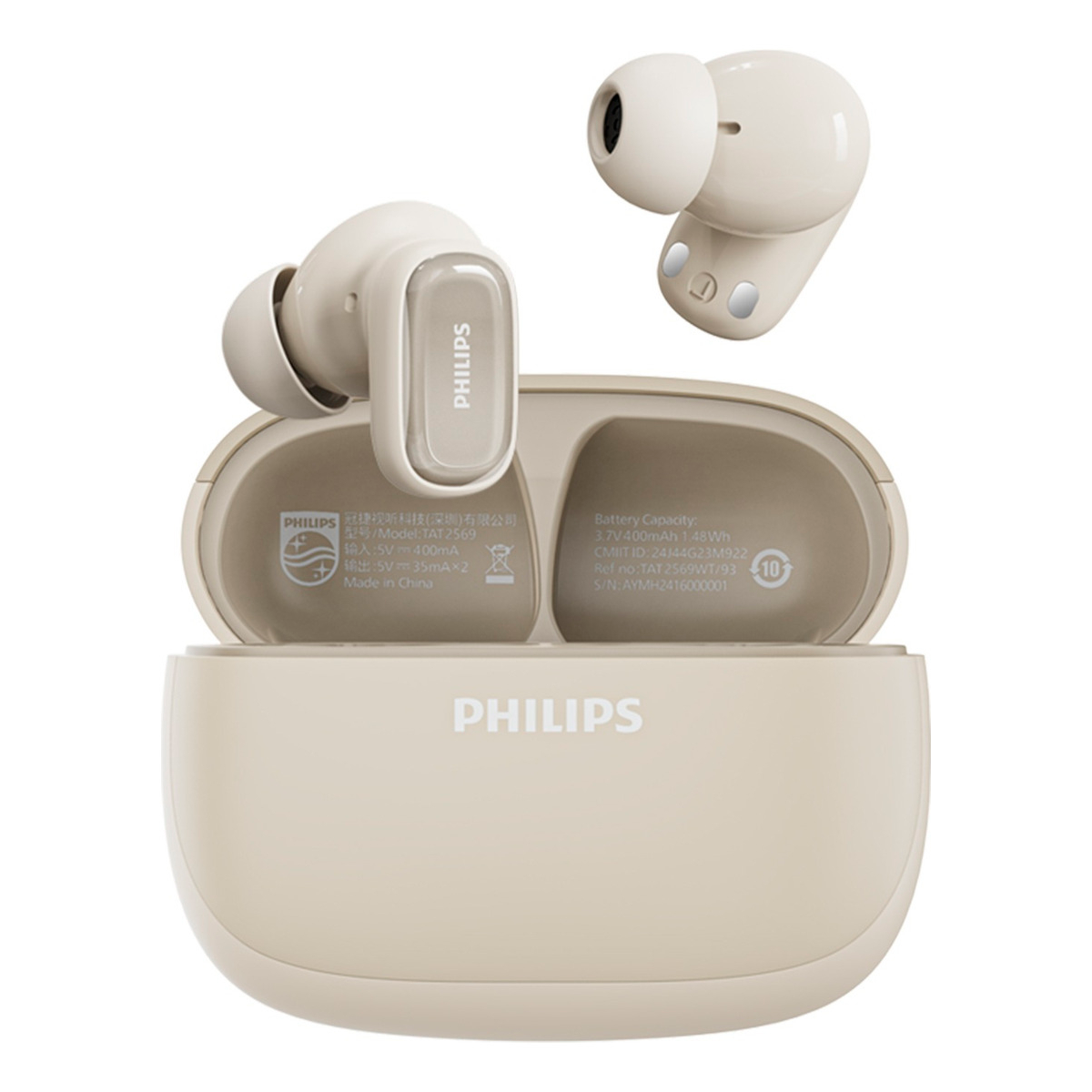 Audífonos In Ear Bluetooth Philips Tat2569 Con Microfono Blanco