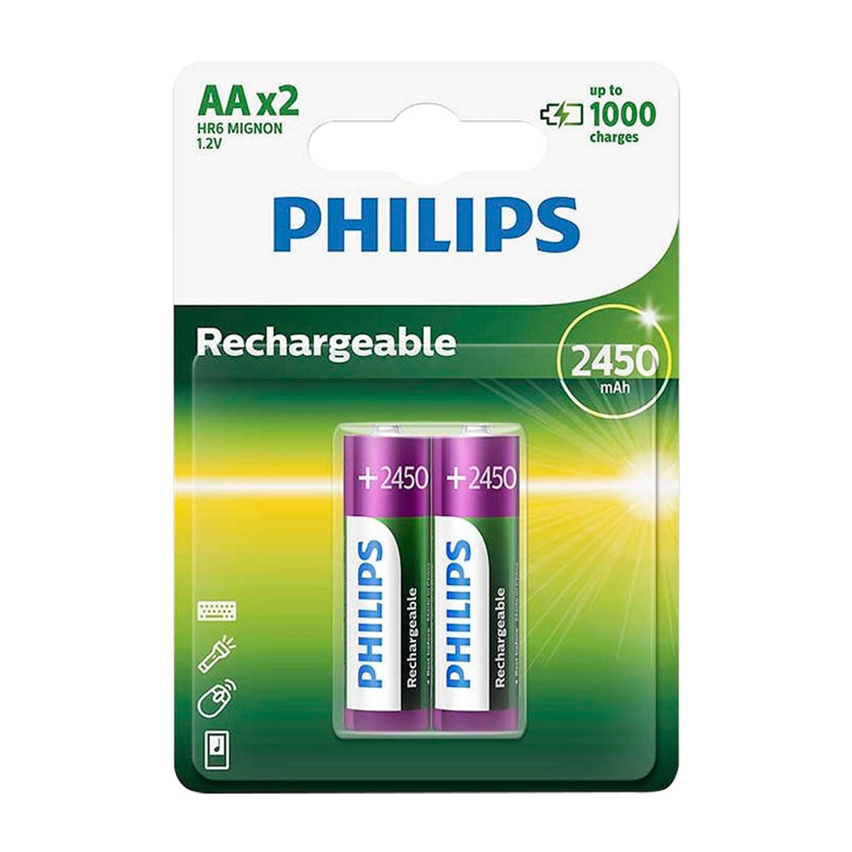 Pilas Recargables Philips AA 1000 Mah 2 Unidades