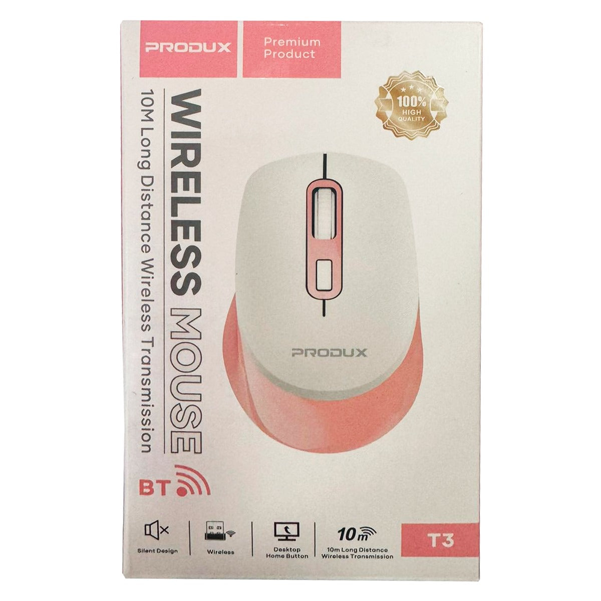 Mouse Inalambrico Silencioso Recargable Produx 1600 Dpi Rosado – imagen 2