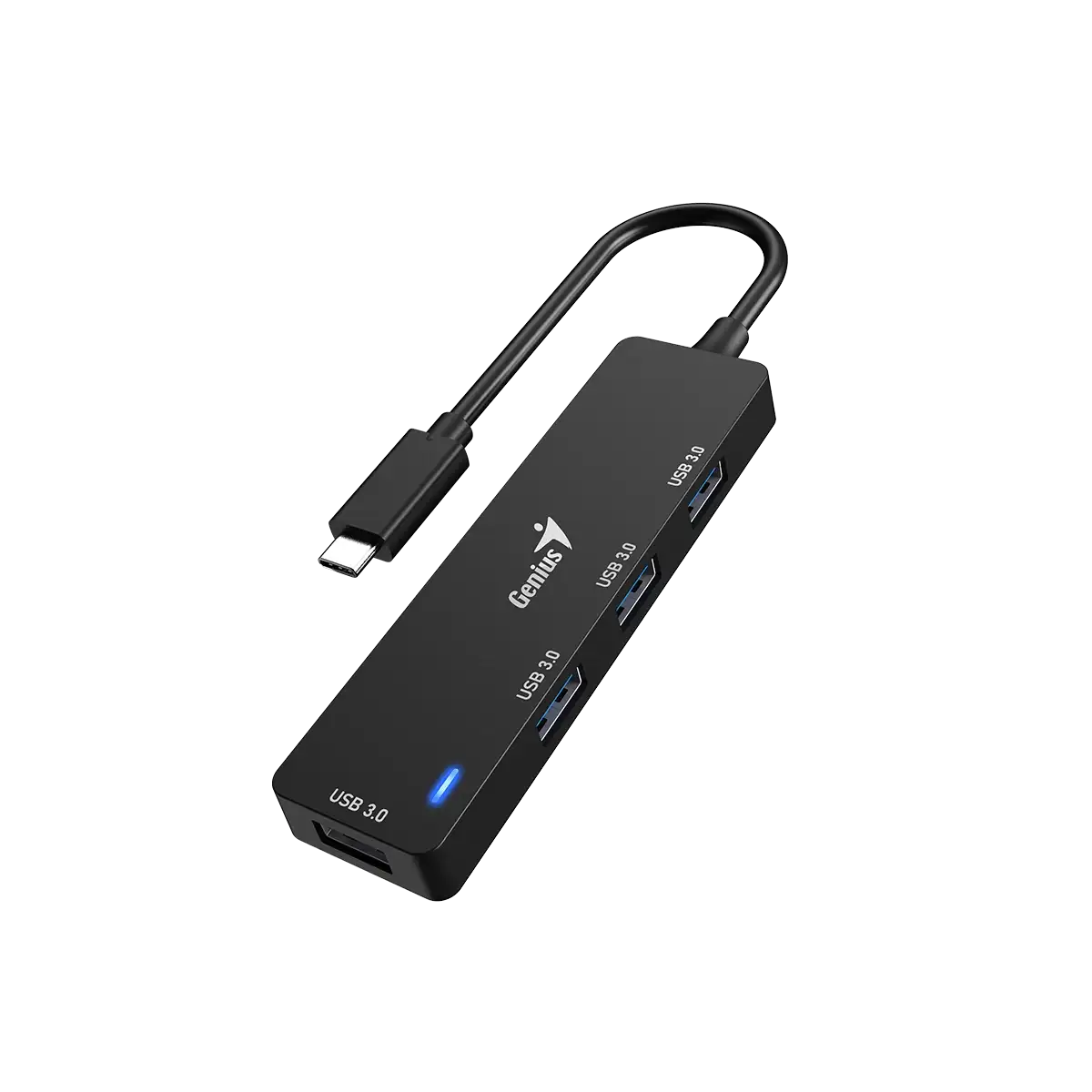 Adaptador Hub Genius 4 en 1 Uh-400 Tipo C Usb 3.0 Negro