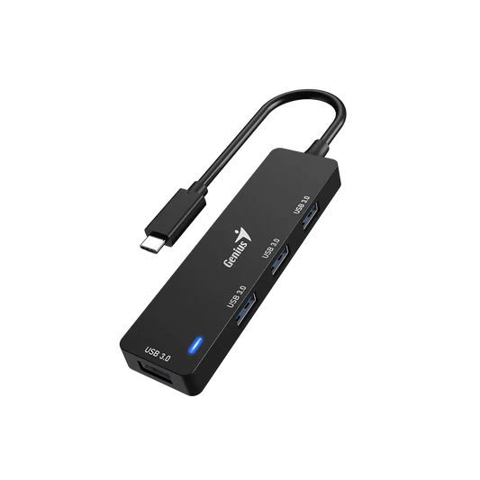 Adaptador Hub Genius 4 en 1 Uh-400 Tipo C Usb 3.0 Negro