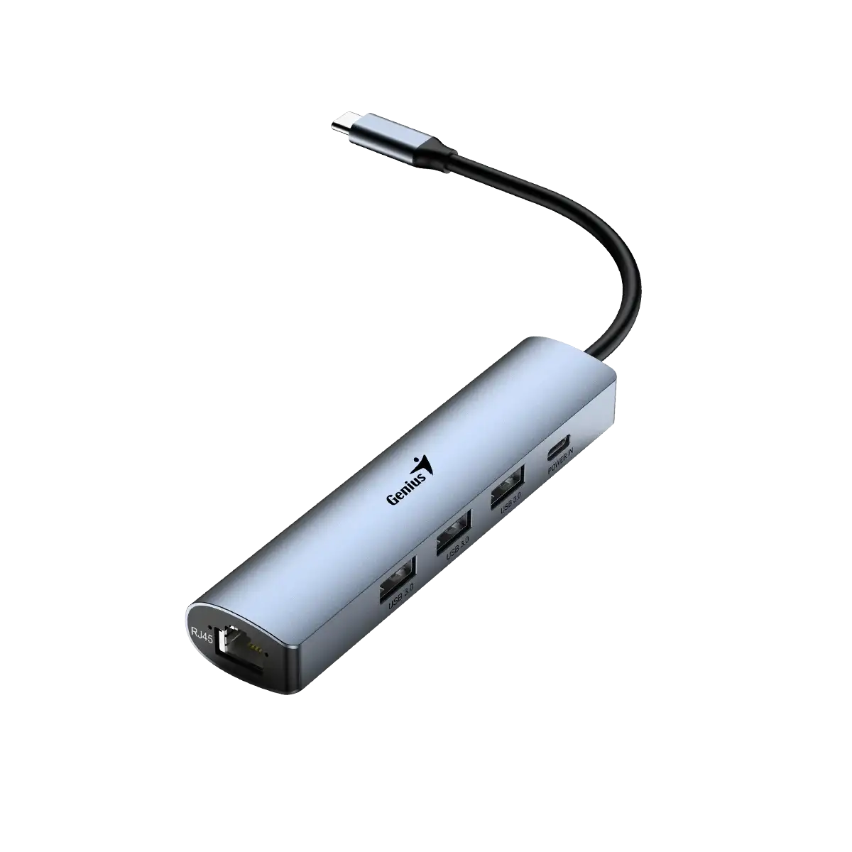 Adaptador Hub Genius 5 en 1 Uh-545 Tipo C Usb 3.0 Rj45 Gris
