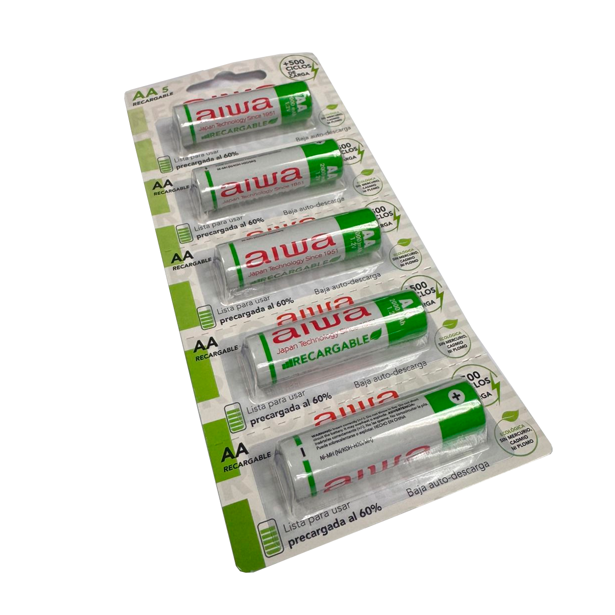 Pilas Recargables Aiwa AA 2000 Mah 5 Unidades – imagen 3