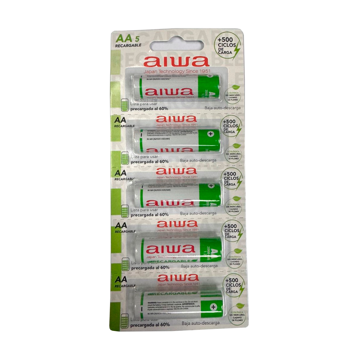 Pilas Recargables Aiwa AA 2000 Mah 5 Unidades