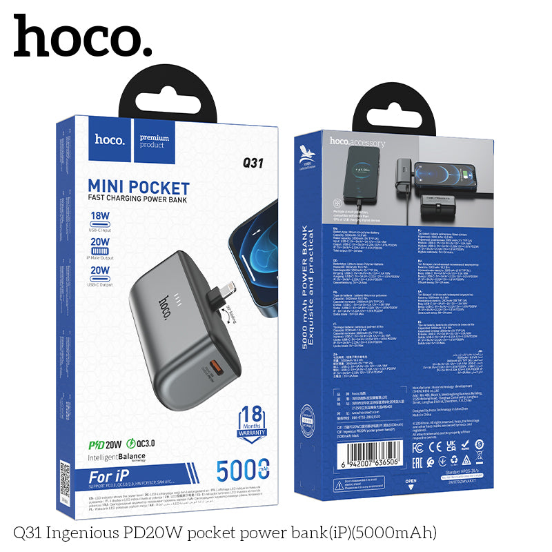 Bateria Portatil Powerbank Hoco Q31 Mini Lightning 5000 Mah Negro – imagen 3