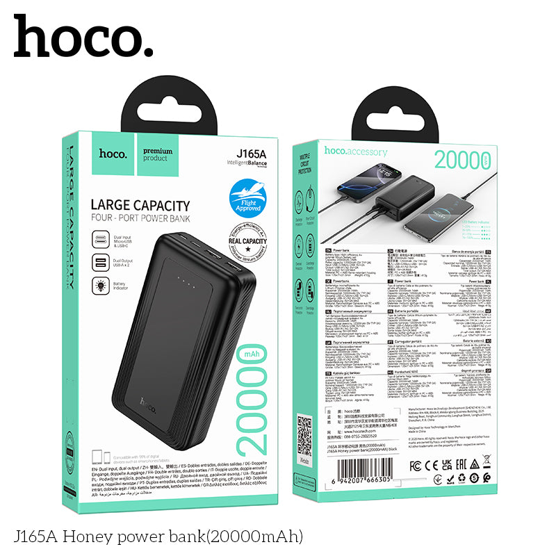 Batería Externa Hoco J165A 20.000 mAh con Pantalla LED Negra - vista 3