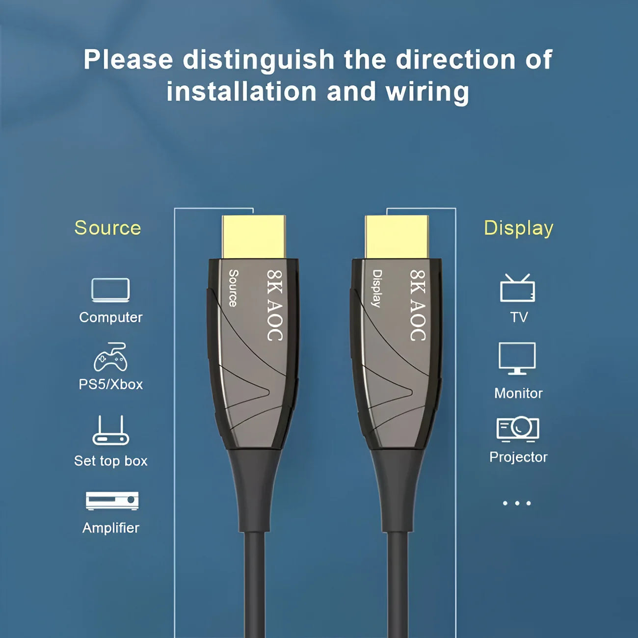 Cable Hdmi a Hdmi Fibra Optica 4K 8k 16k 40 Metros Birlink Negro – imagen 2