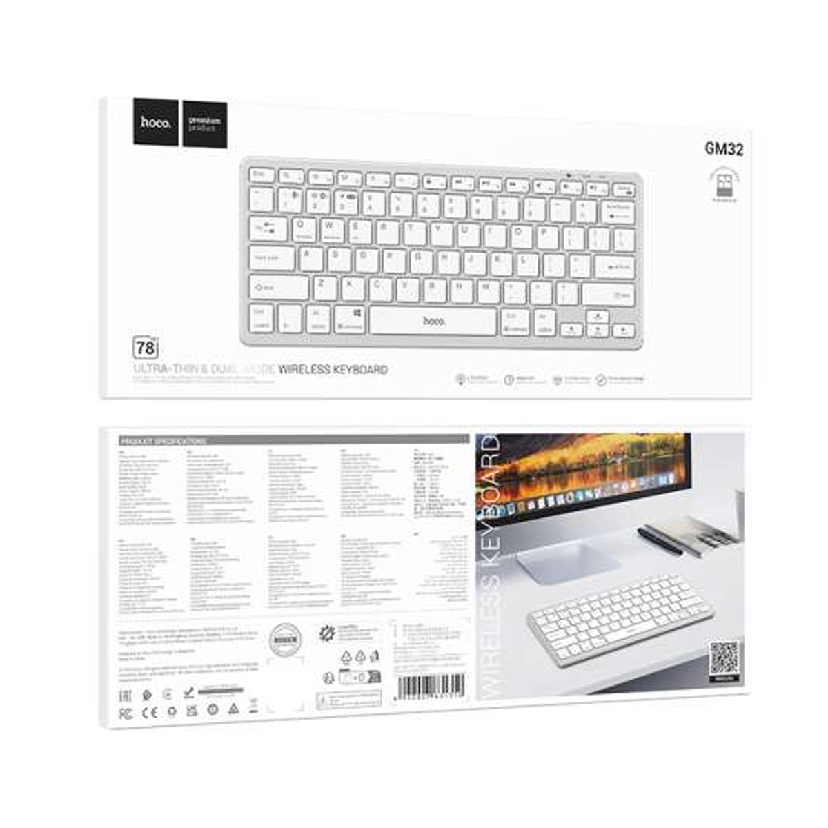 Teclado Inalambrico Bluetooth Dual Hoco Gm32 Blanco – imagen 2