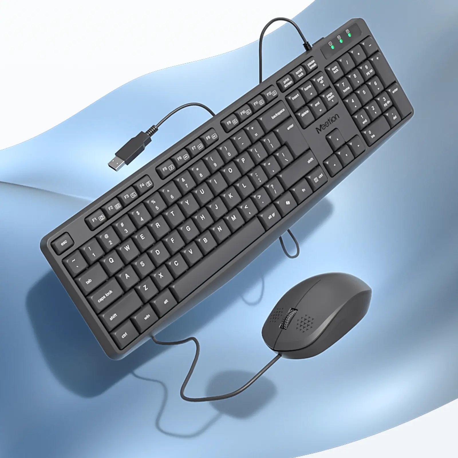 Kit Teclado + Mouse Alámbrico Meetion MT-C235 Silencioso Negro - vista 2