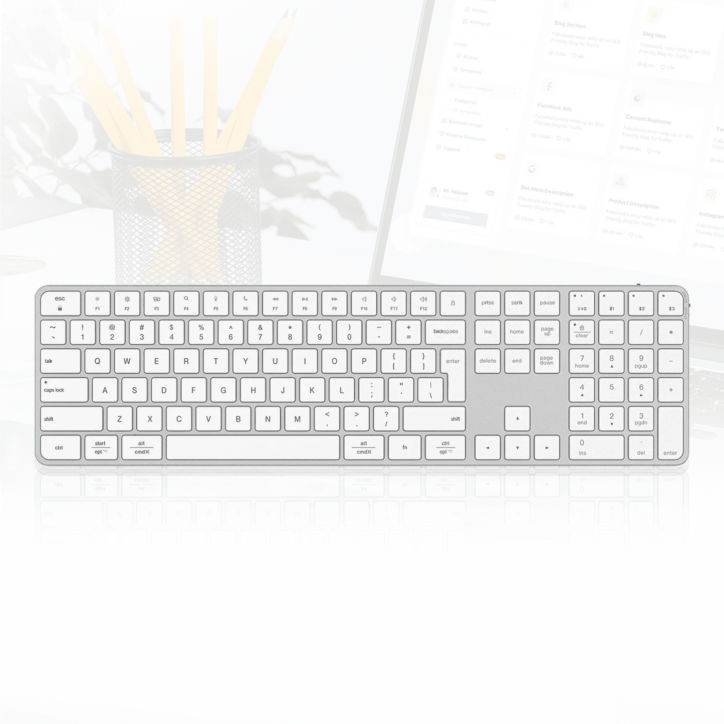 Teclado Inalámbrico Meetion iKey K230 Ultradelgado Dual 2.4G + Bluetooth Blanco - vista 3