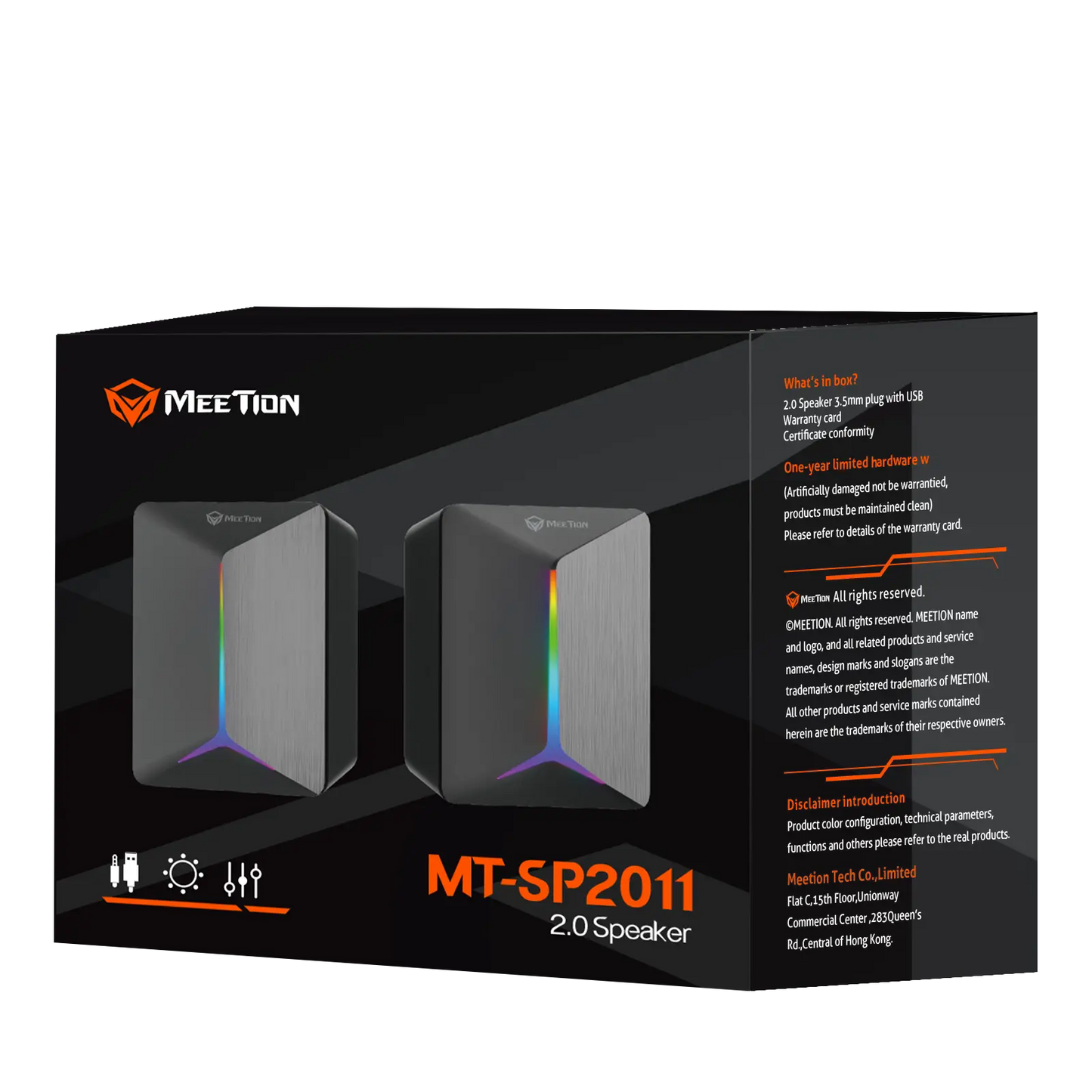 Parlante Escritorio Meetion MT-SP2011 2.0 Rgb Negro – imagen 3