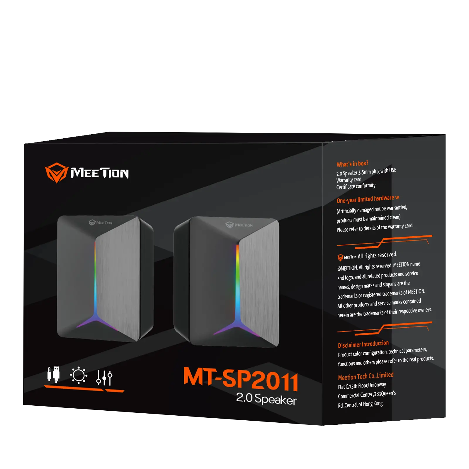 Parlante Escritorio Meetion MT-SP2011 2.0 Rgb Negro – imagen 3
