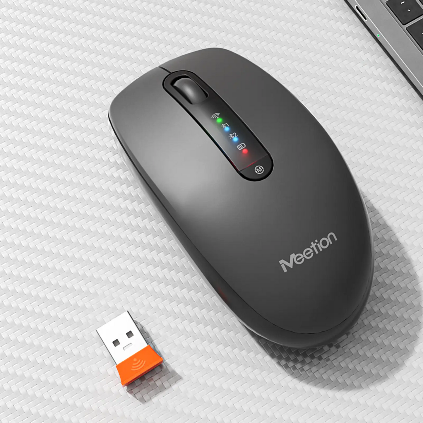 Mouse Inalámbrico Silencioso Meetion BTM100R Dual 2.4G + Bluetooth Negro - vista 2