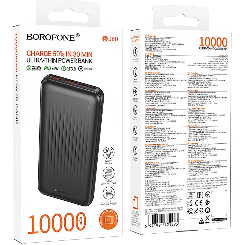 Powerbank Carga Rapida Borofone Bj80 Clever 10000 Mah Negro – imagen 3