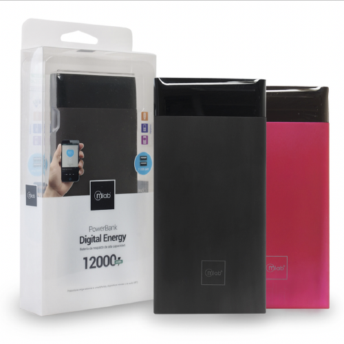 Bateria Externa Powerbank Digital Energy 12000 Mah Microlab Negro