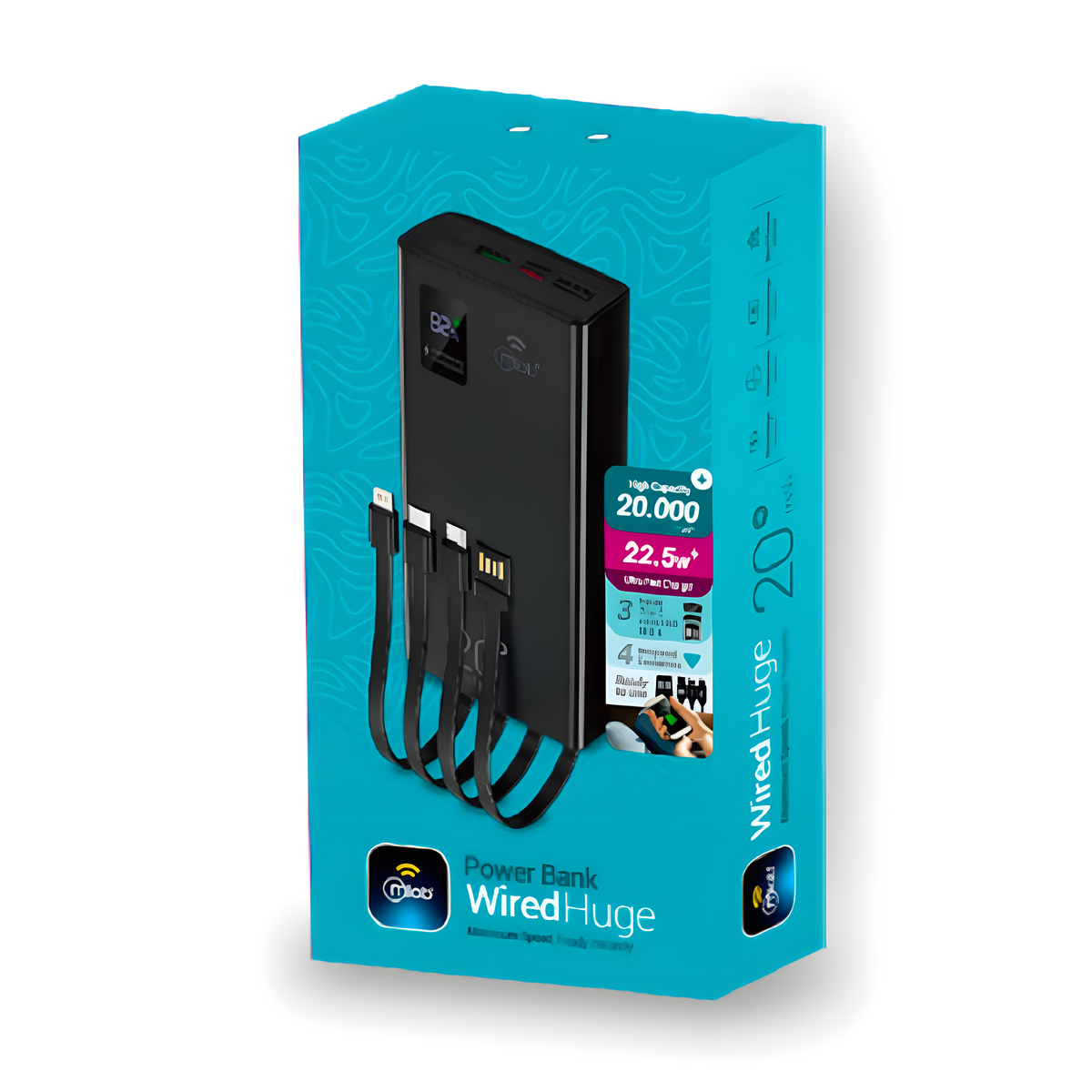 Powerbank Mlab WiredHuge 20.000mAh Carga Rápida 22.5W 4 Cables