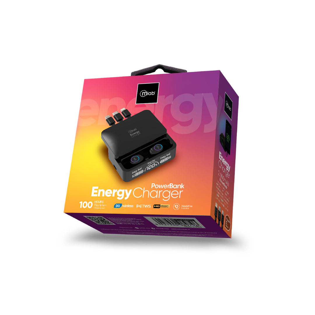 Audifonos In Ear Bluetooth Microlab Energy Charger Powerbank Negro – imagen 2
