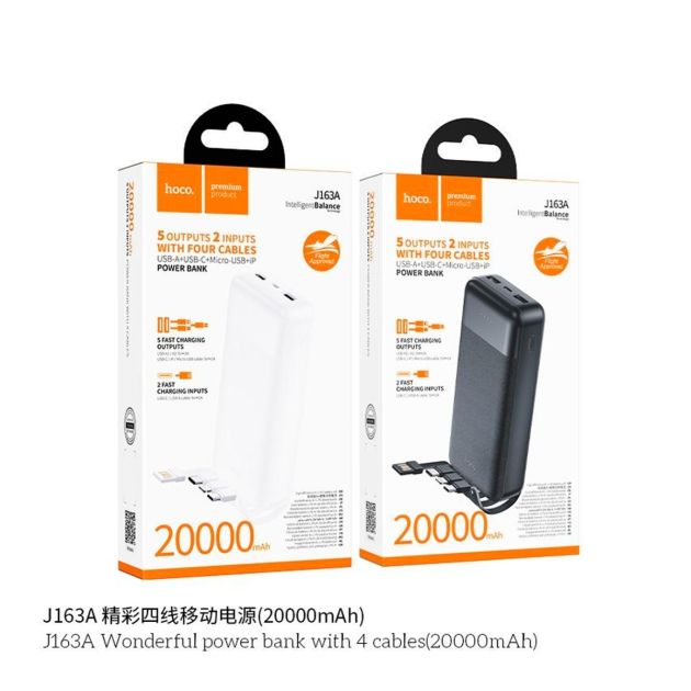 Powerbank Carga Rapida 4 en 1 Hoco J163a 20000 Mah Negro – imagen 3