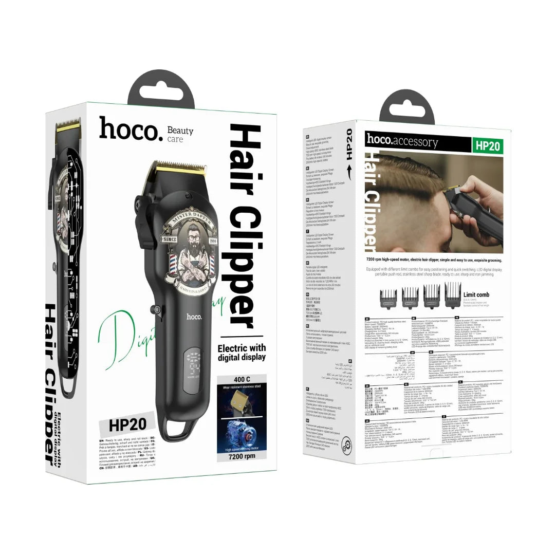 Cortadora De Pelo Pantalla Digital Inalambrica Hoco Hp20 Negro – imagen 3
