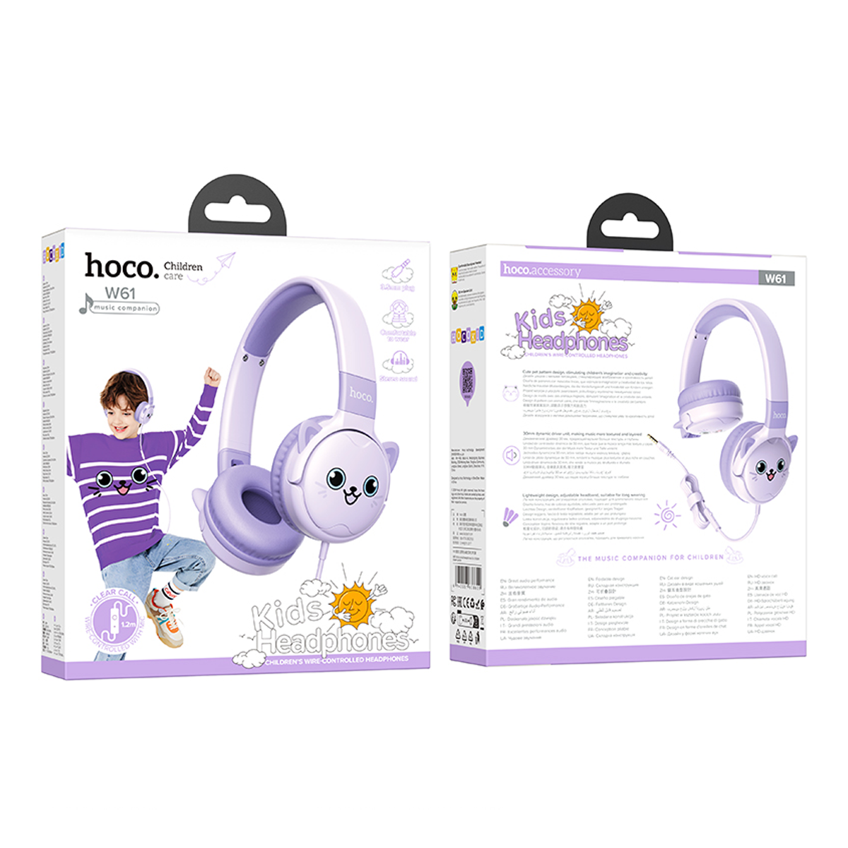 Audífonos Con Cable Hoco W61 Para Niños Headset Morado – imagen 2