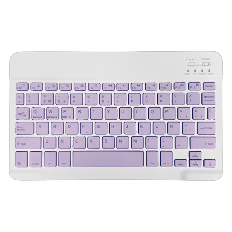 Kit Teclado + Mouse Mini Inalámbrico Bluetooth Español Morado – imagen 3