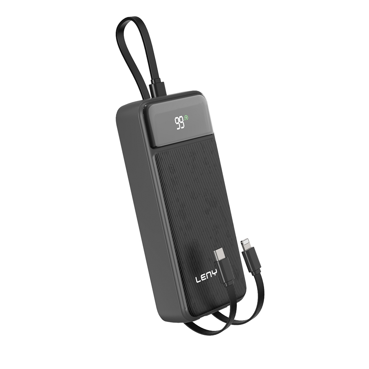 Powerbank Carga Rapida Lenyes Px255d 20000 Mah Con Cables Negro