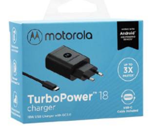 Cargador Motorola + Cable Tipo C 18w Turbo Power Negro – imagen 2