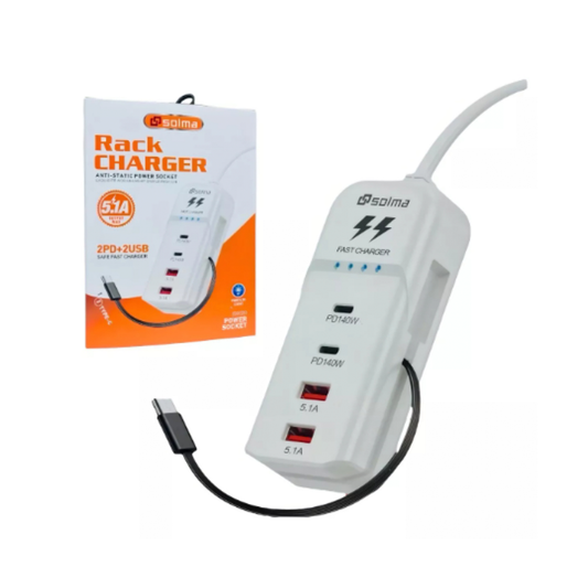 Cargador Solma Tipo Regleta 140w Súper Carga Rápida Blanco