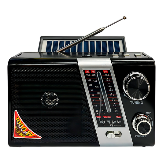 Radio Portátil AM FM SW Solar Band 3 LED USB TL635 Tecnolab Negro
