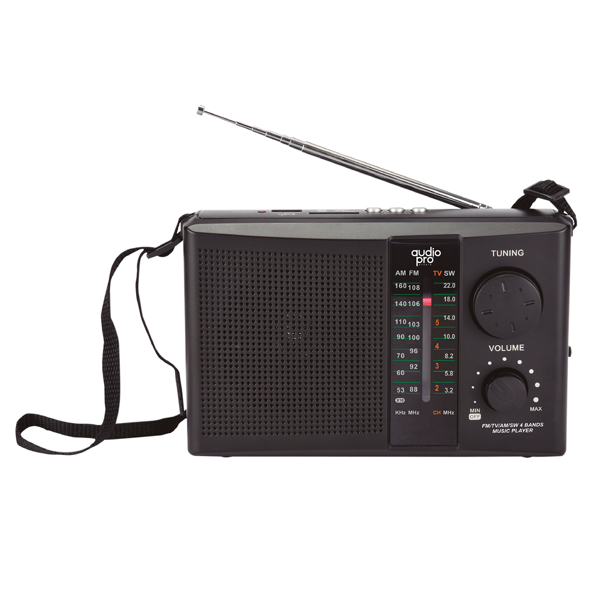 Radio Portatil Recargable Audio Pro AM FM AP02042 Negro