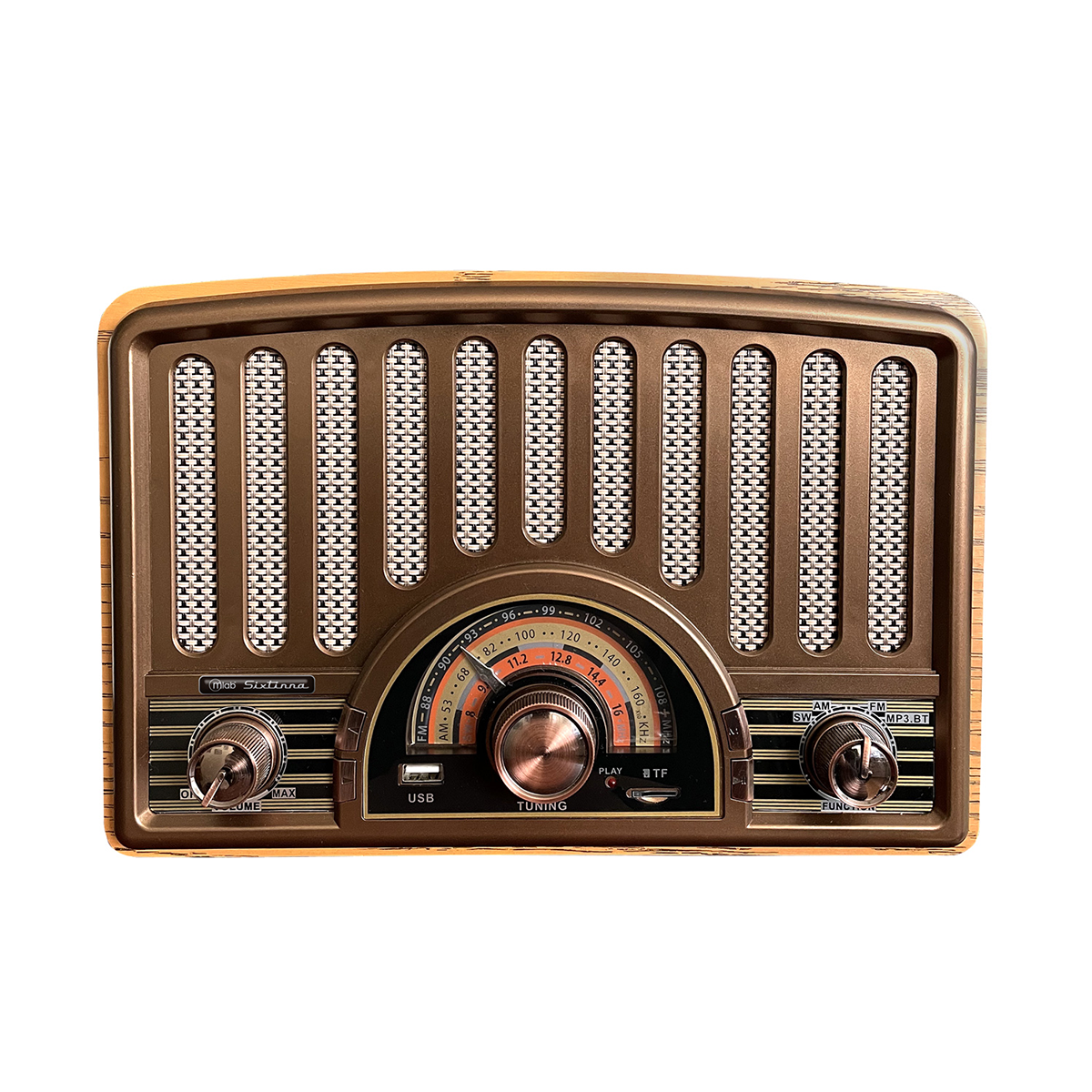 Radio Portatil Bluetooth Retro Sixtinna Microlab Mod 9143 Cafe