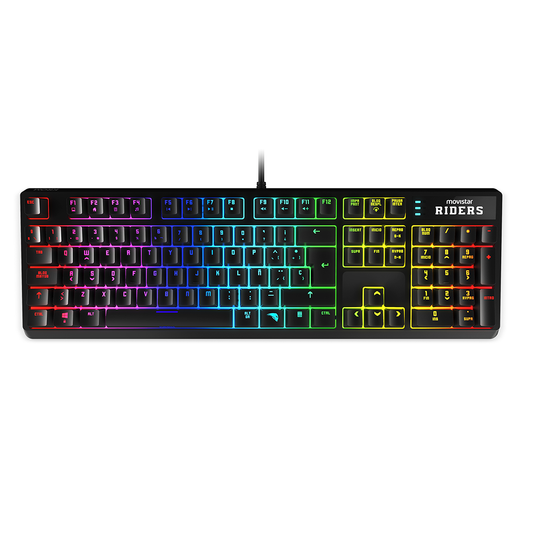 Teclado Gamer Mecanico Krom Movistar Riders Rgb Negro