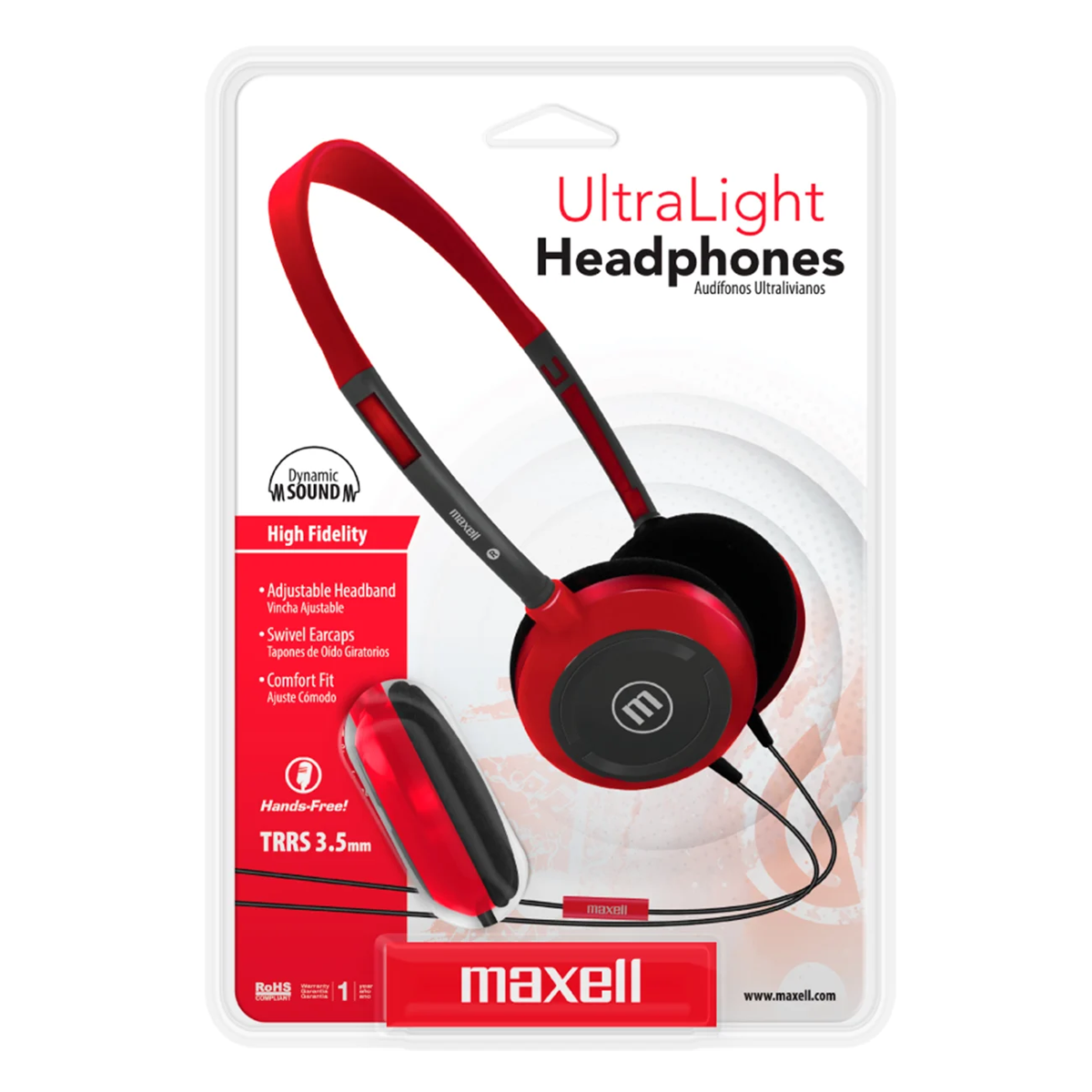 Audífonos Con Cable Maxell Hp-200 Headset Rojo – imagen 2