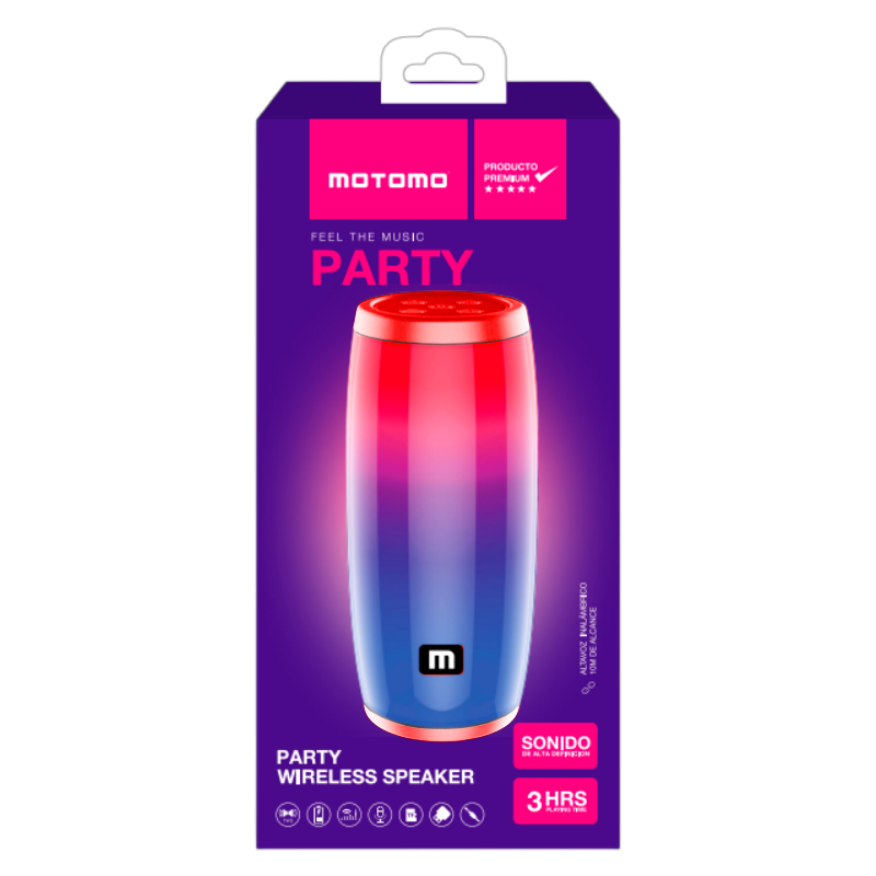 Parlante Bluetooth Motomo Party Led Rojo – imagen 3