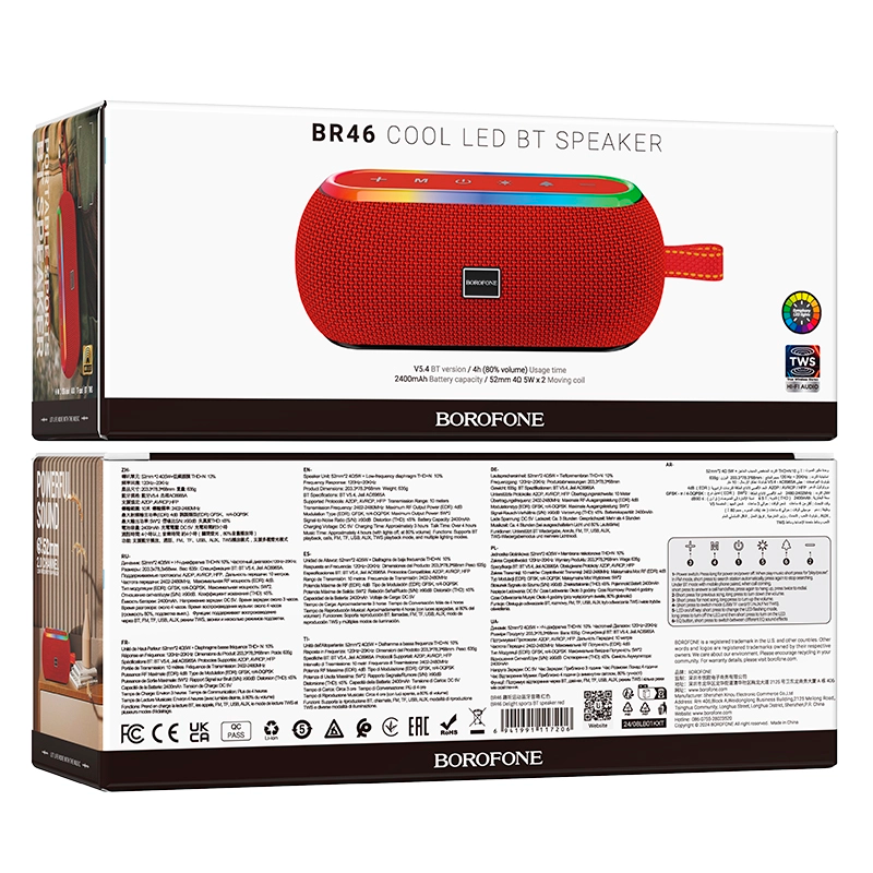 Parlante Inalambrico Bluetooth Borofone Br46 Fm Usb Tws Rojo – imagen 3
