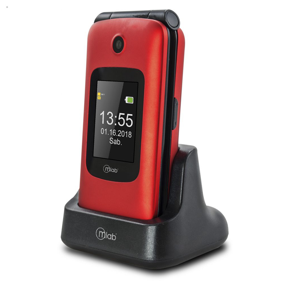 Telefono Celular Adulto Mayor Shell Shape Microlab Rojo