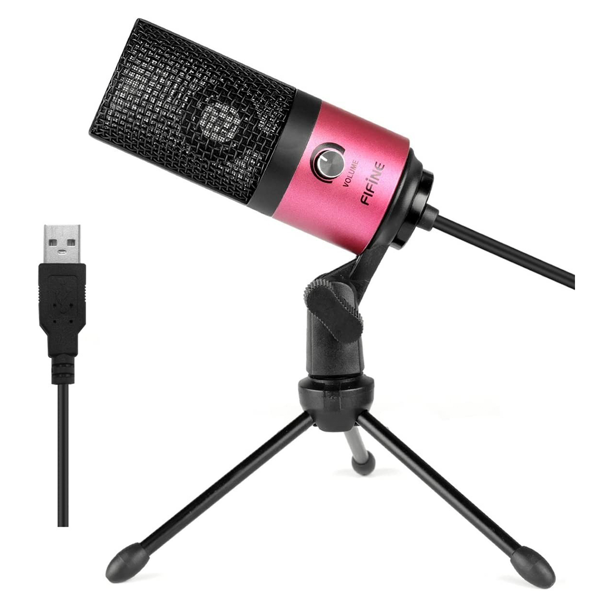 Micrófono Usb Fifine Profesional Pc Ps4 Rosado