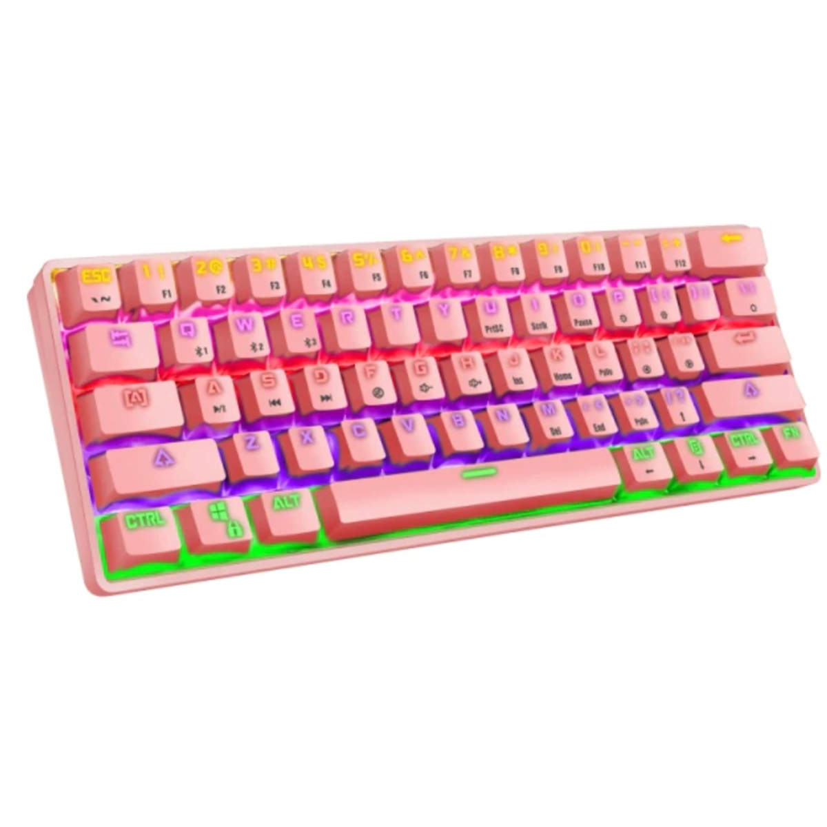 Teclado Gamer Leaven K28 Bluetooth 60% Ingles Rosado