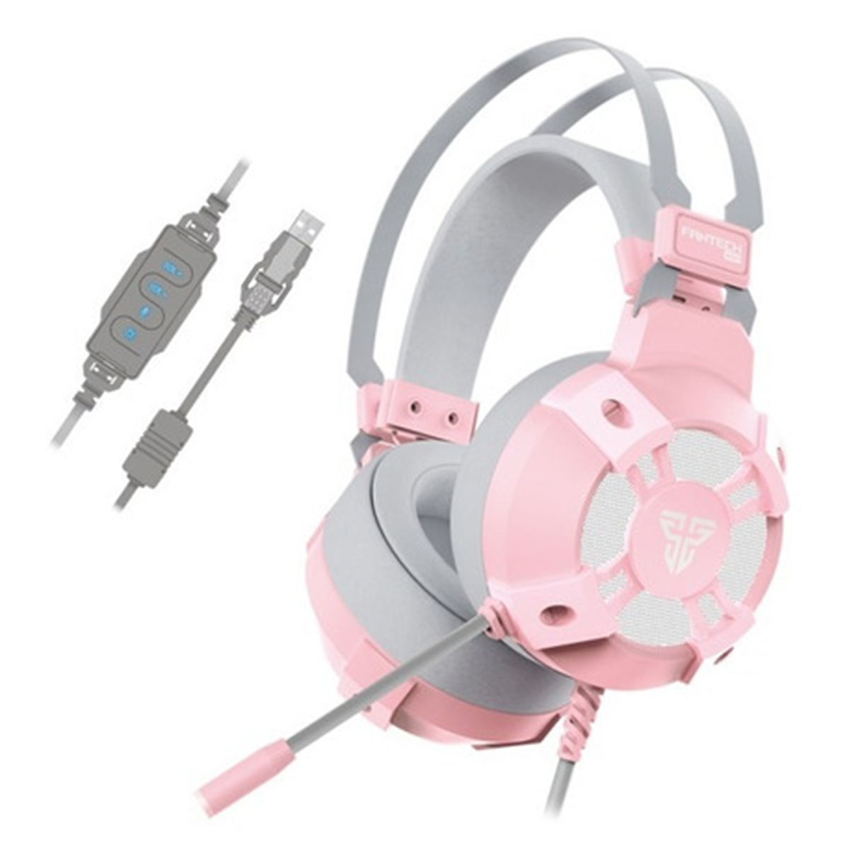Audifono Gamer Fantech Hg11 Captain Sakura Edition 7.1 Rgb Usb Rosado
