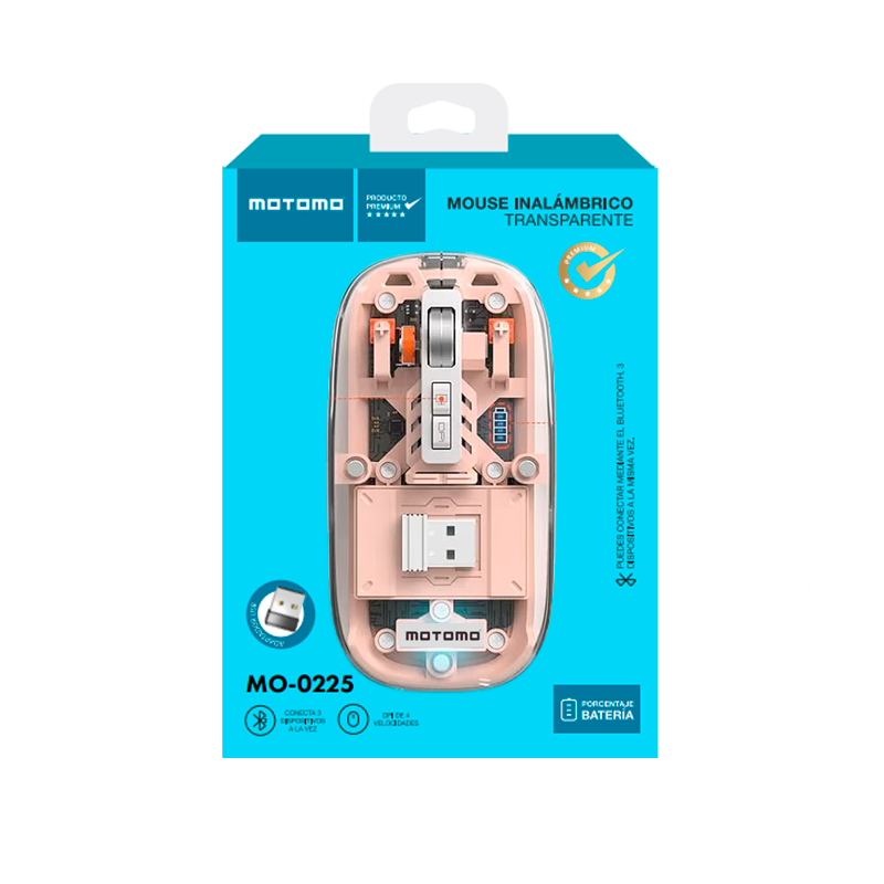 Mouse Inalambrico Motomo Mo-0225 1600 Dpi Rosa – imagen 3