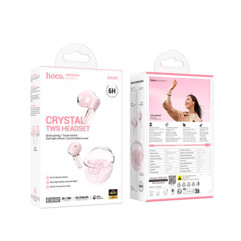 Audífonos In Ear Bluetooth Hoco Ew202 Rosado – imagen 3