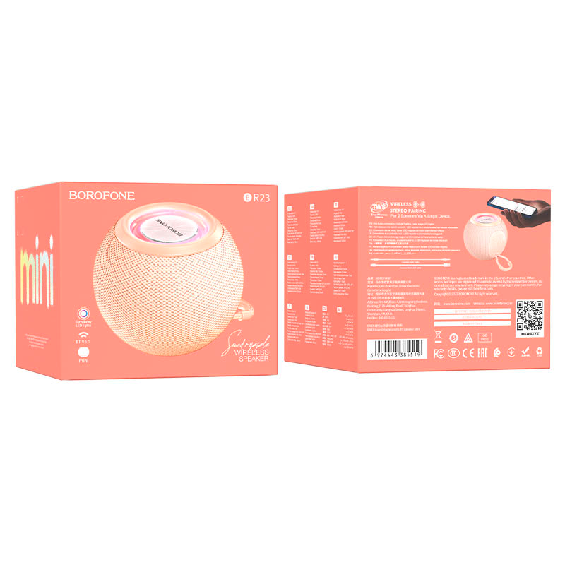 Parlante Inalambrico Bluetooth Borofone Br23 Fm Usb Tws Rosado – imagen 2