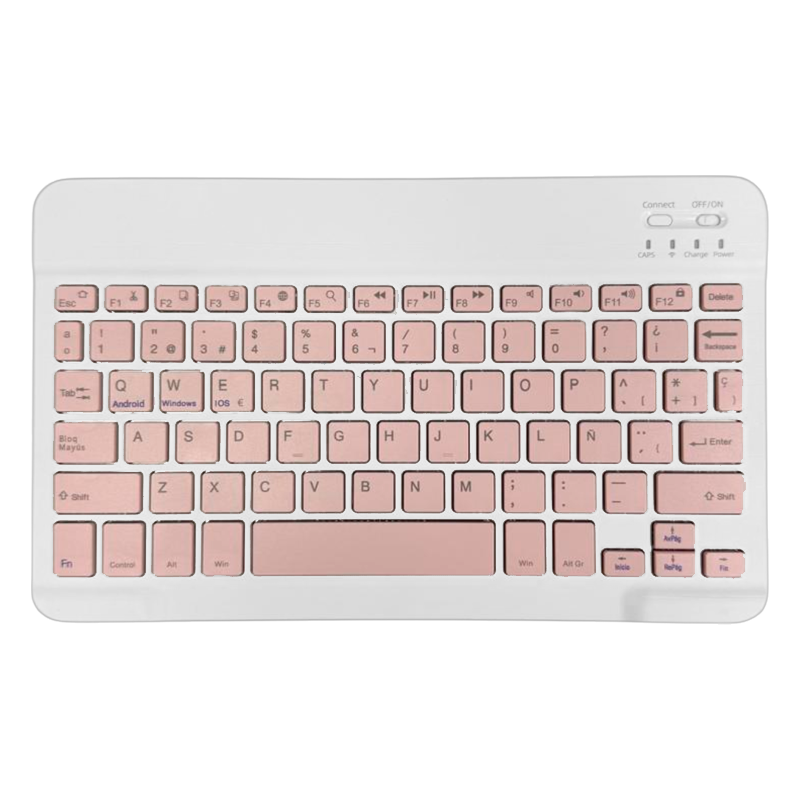 Kit Teclado + Mouse Mini Inalámbrico Bluetooth Español Rosado – imagen 3