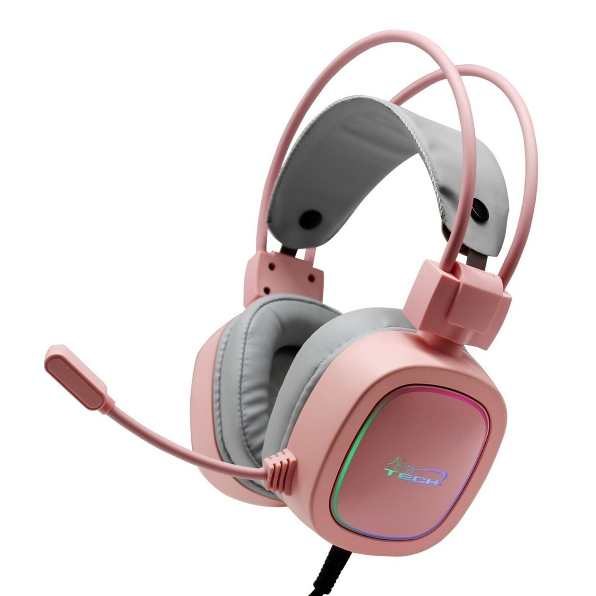 Audifonos Gamer Njoytech Usb V7.1 Rgb Pc Ps4 Ps5 Switch Rosado