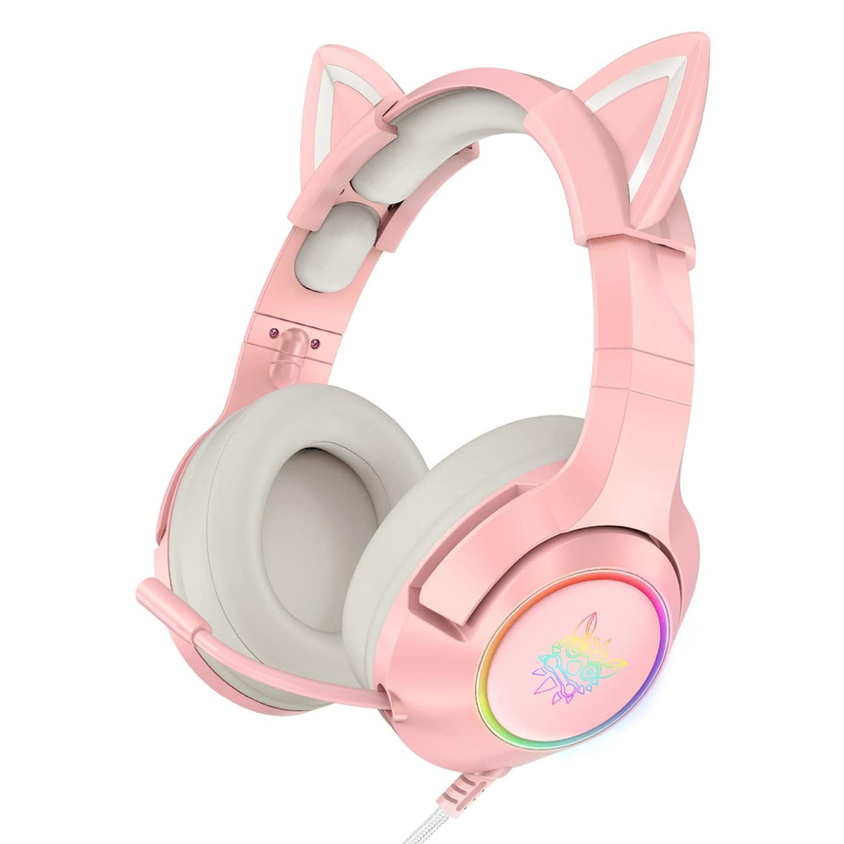 Audfonos Gamer Onikuma k9 Rgb Orejas Pc Ps4 Xbox Switch Rosado
