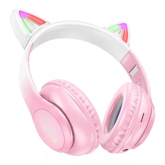 Audifonos Bluetooth Hoco W42 Cat Rosado